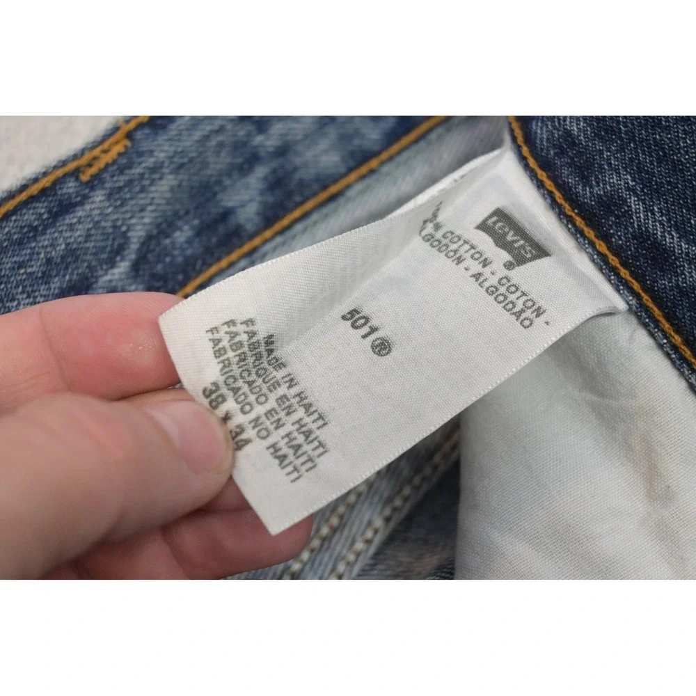 Levis 501 Original Jeans Mens 38x33 Blue Straight Button Fly Rugged Excellent